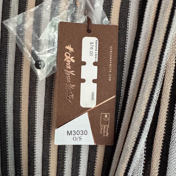 NWT Kerisma Striped Cape Convertible Vest Shawl Black Beige Wrap Top One Size - Picture 10 of 10